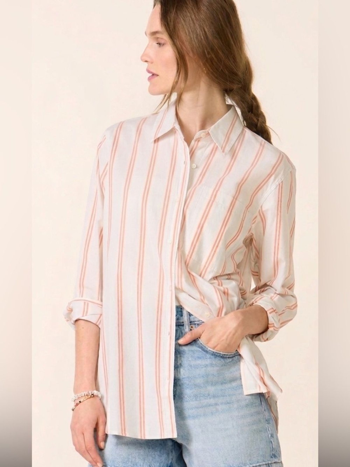 LAFAYETTE 148 NEW YORK Size L Velma button-front dress blouse office