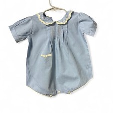 Vintage 1960s 12-18 months baby blue one piece romper
