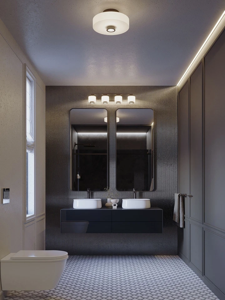 AFX SYDC13LAJUD Sydney 13"W Flush Mount Drum Ceiling Fixture - Black - Image 4 of 4