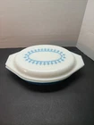 VINTAGE PYREX BLUE DIVIDED CASSEROLE VEG ORIG SNOWFLAKE Glass Cover Dish