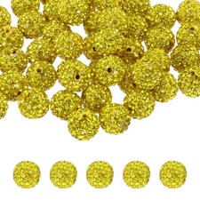 50 Pcs 12mm Lemon Yellow Rhinestone Polymer Fancy Beads for DIY Jewelry Making