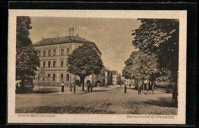 Zweibrücken, Bahnhofstraße, Hotel Deutsches Haus, Ansichtskarte 