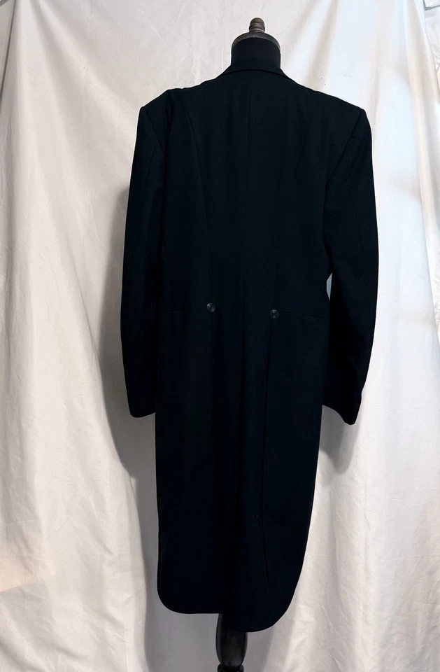 Vintage Neiman Marcus Tailcoat Tuxedo Black Wool Jacket USA Sz 44 XL - Image 2 of 4