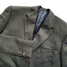 JHANE BARNES UOMO Mens 42L Wool Blazer Jacket Brown Gold Square Dot Geometric