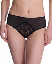 NEW 28 NATORI 776327 PEONY LACE HIPSTER UNDERWEAR BLACK SZ L