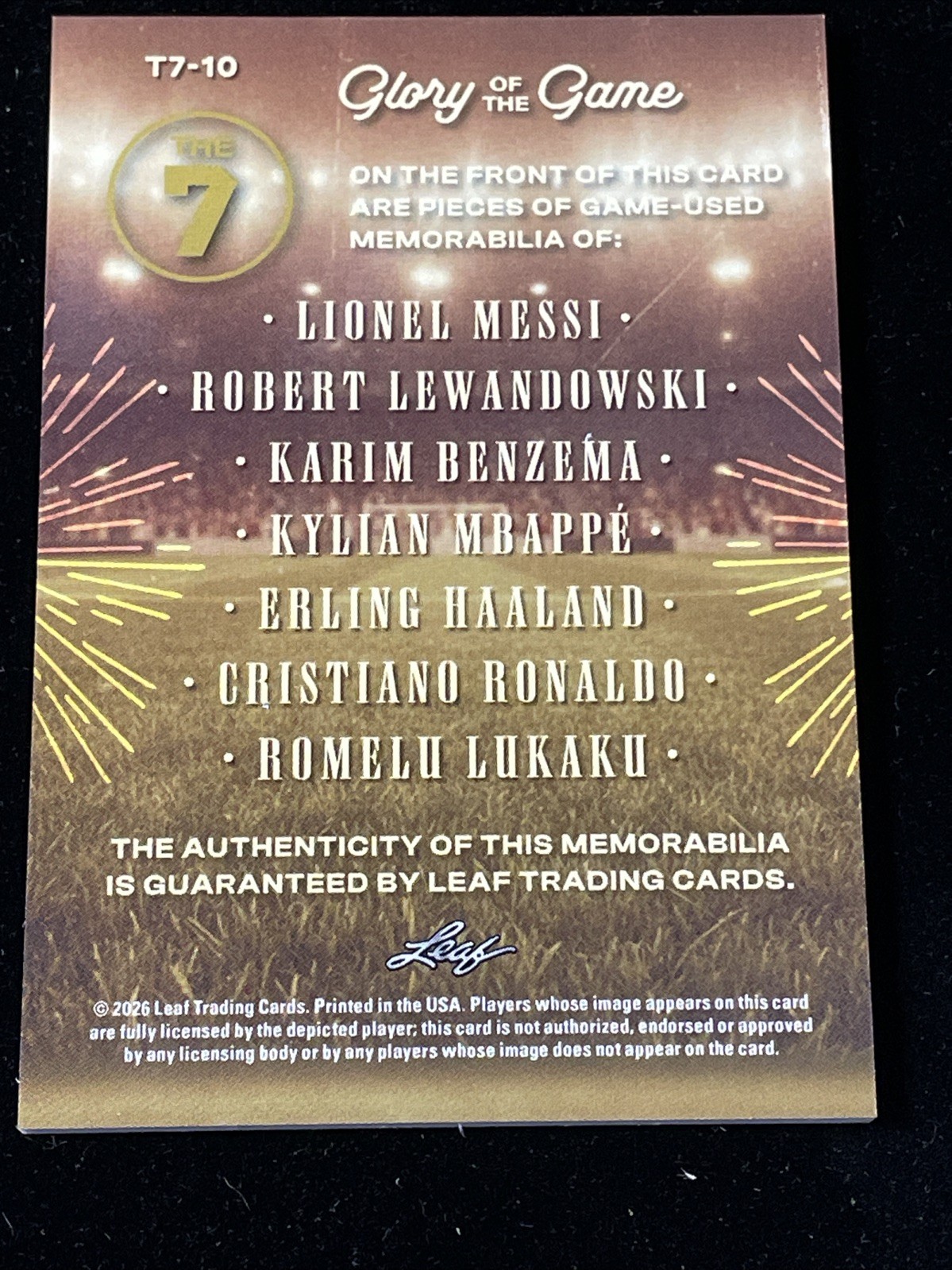 2026 Leaf Glory Of Game The 7 Messi, Ronaldo, Haaland,MBappe,Lewandowski #3/6 view 7