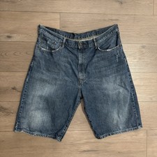 Levi's 569 Jean Shorts Men's 40 Loose Straight Medium Wash Distressed Denim