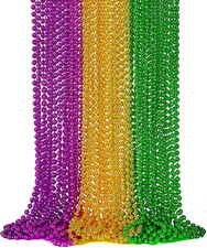 24PCS Mardi Gras Accessories, Mardi Gras Green Purple Gold Metallic Beads Neckla