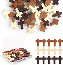 1 Box 50/120/200 PCS Small Wooden Cross 3 Colors, Natural Pocket Prayer Crosses