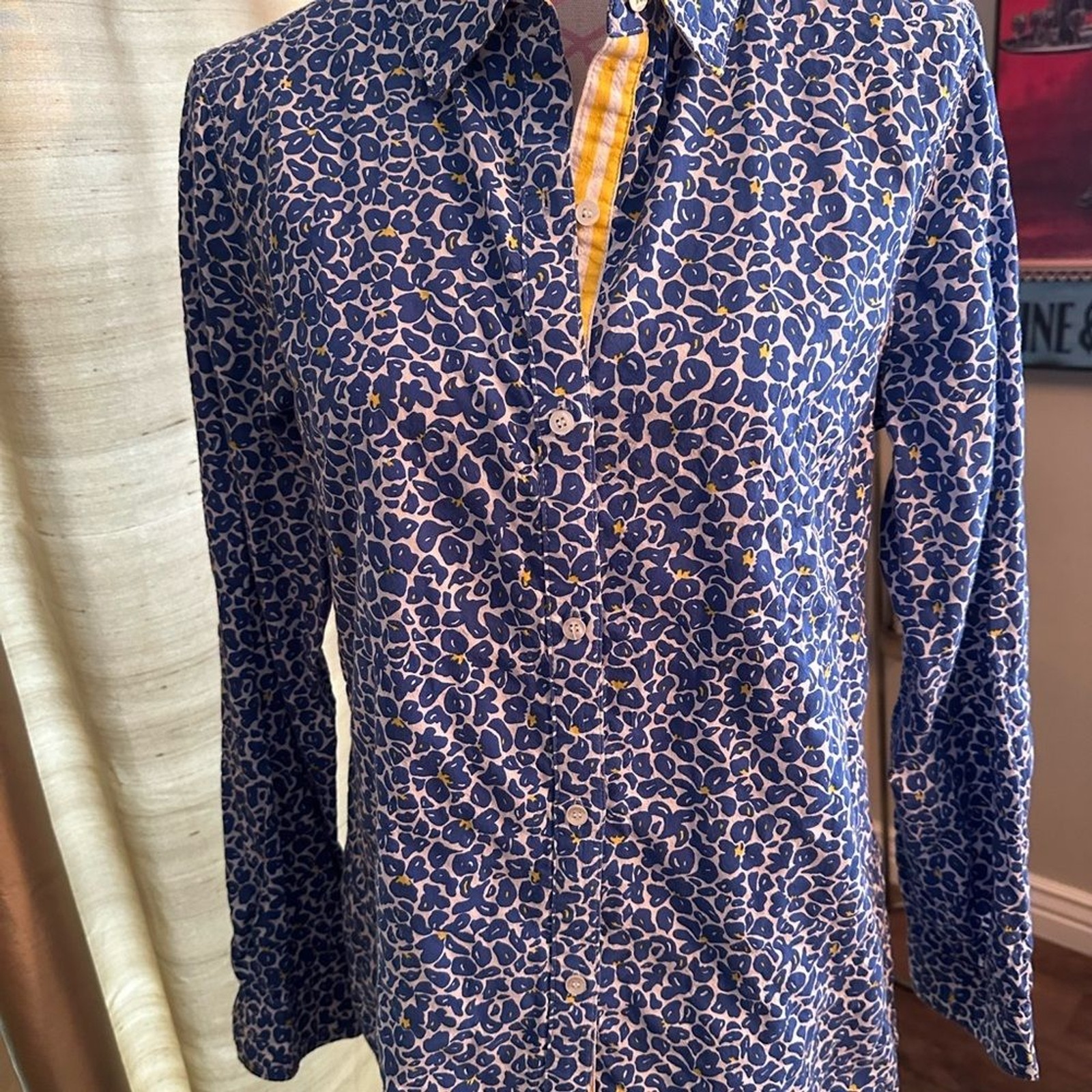 J. McLaughlin Elegant Blue Patterned Button Down … - image 2