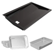 LS'BABQ 67767 Grease Tray with 7515 Catch Pan and 10-Pcs Aluminum Foil Liner ...