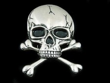 SF15111 REALLY COOL SKULL CROSSBONES FANTASY ART SILVERTONE BELT BUCKLE