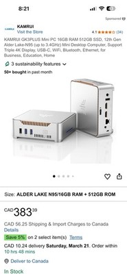 Gk3Plus Mini PC, 16GB RAM 512GB M.2 SSD Mini Computers,12Th Alder Lake N95 (Up t