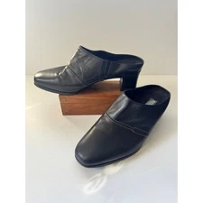 MUNRO 8 WW American Black Leather Slip-On Mules Women’s Comfort Shoes