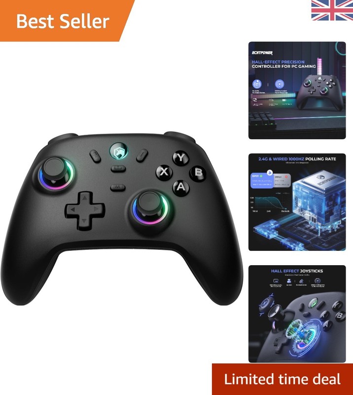 Multi-Platform Gaming Controller with 800mAh Battery, Turbo & Vibration Features