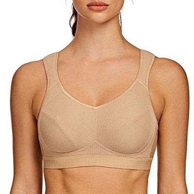 Women's High Impact Support Wirefree Bounce Control Plus Size Workout 44C Beige