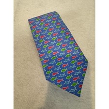 Vineyard Vines Mens Silk Tie Blue Fish Theme Martha's Vineyard Made in USA 50"