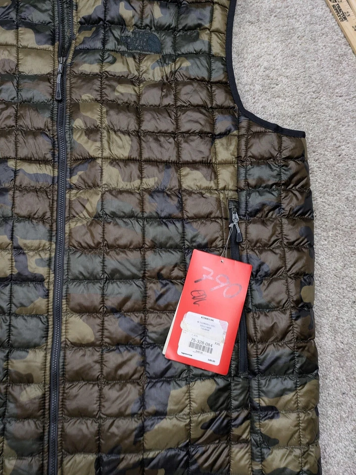 North Face ThermoBall Vest Mens XXL Green Camo Quilted Puffer Lightweight - Image 2 of 4