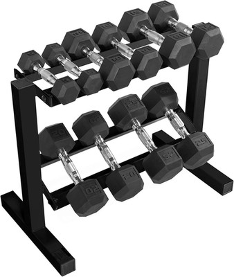 Barbell 150 Lb Dumbbell Set with 2-Tier Rack | Multiple Options