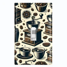 Metal Light Switch Outlet Cover Wall Plate Vintage Coffee Bean Grinders IND107
