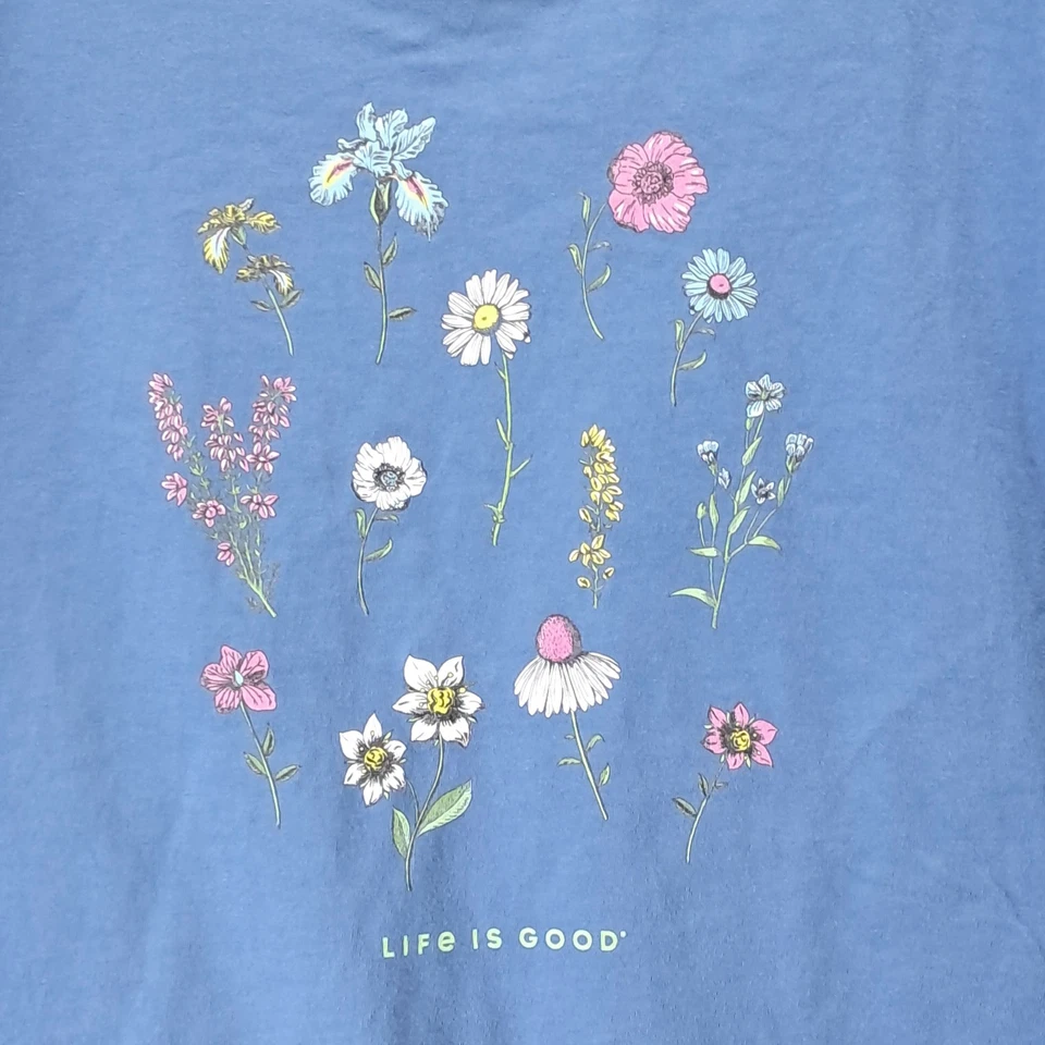 Life Is Good Crusher女式花卉蓝色3X大号衬衫 — 第 2/4 张图片