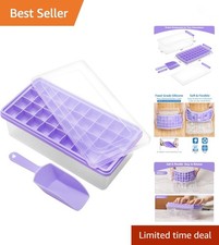 Silicone Ice Cube Tray with Leak-Proof Lid Storage Bin for Freezer BPA-Fr...