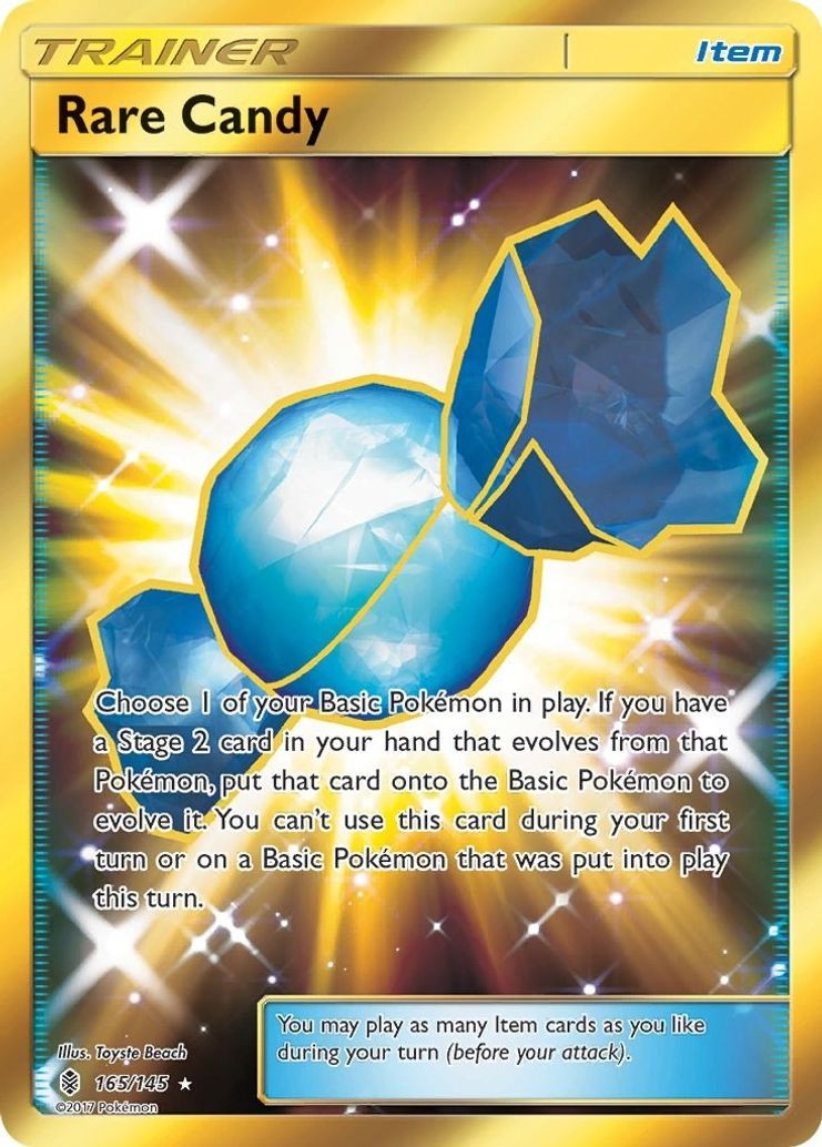 Rare Candy - 165/145 - Pokemon Guardians Rising Sun & Moon Secret Rare Card NM