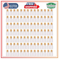 100pcs 1ml Mini Glass Bottles with Cork Stoppers Tiny Vials for DIY Crafts