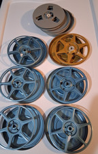 6 Vintage Metal 8mm Projector Film Reels Lot 1 plastic reel