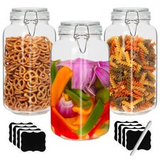 78 oz Glass Food Storage Jars with Airtight Clamp Lids, Set of 3 Kitchen Cani...