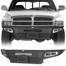 Fit 1994-2002 Dodge Ram 1500 2500 3500 Front Bumper W Skid Plate Led Light