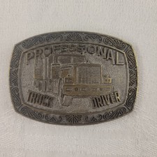 Vintage Professional Truck Driver Belt Buckle Semi Truck Trucker Big Rig
