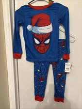 Spiderman MARVEL Conjunto de Pijama Manga Larga Talla 8 Niños Marvel Azul/Rojo, Sombrero de Santa