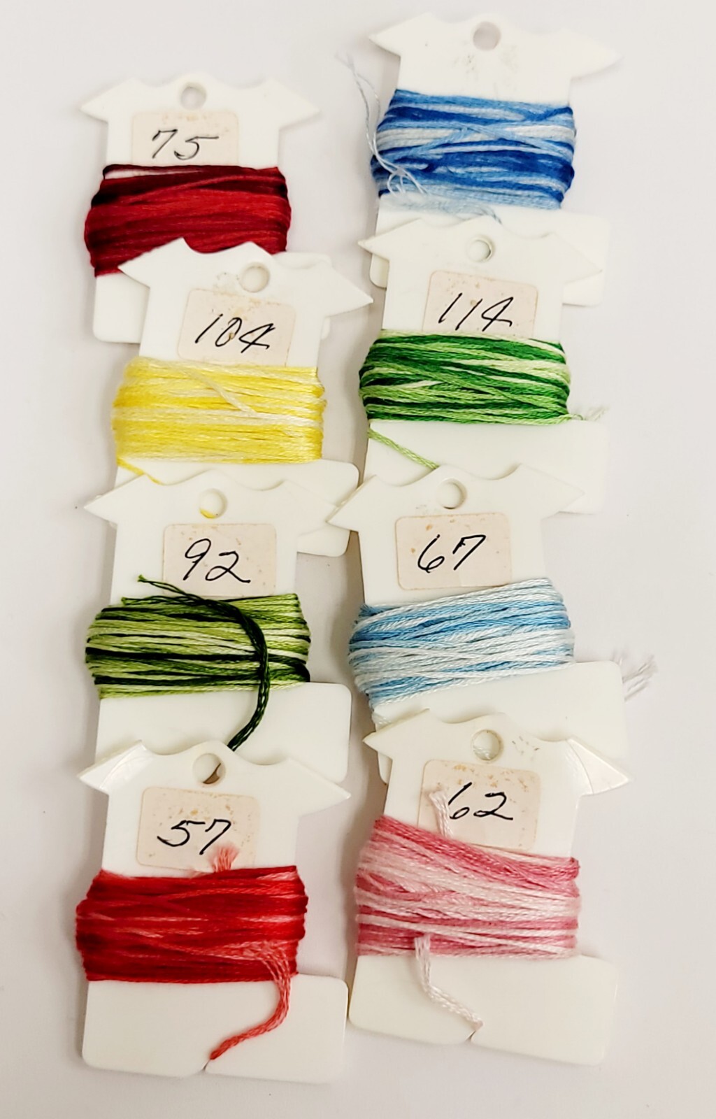 8 DMC Embroidery Thread Floss Variegated Colors Blue Green Red Pink Yellow