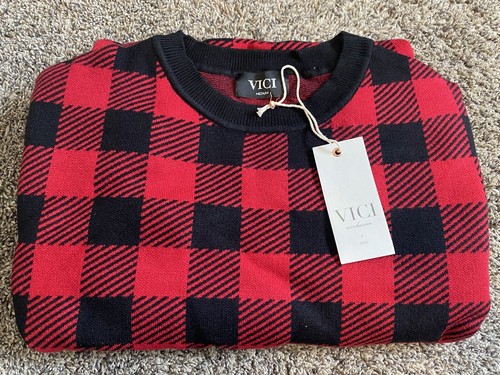 NUEVO CON ETIQUETAS VESTIDO SUÉTER VICI GINGHAM ROCHESTER M - Imagen 4 de 10