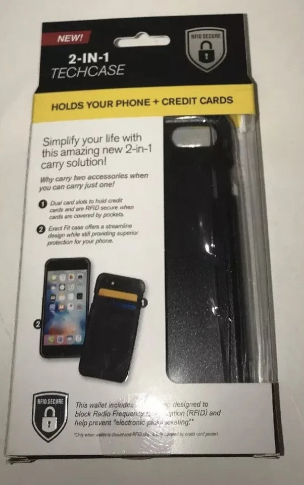 Exact Fit 2-in-1 Techcase Case Holds Phone And Credit Cards For Apple iPhone 7 - Image 2 of 2