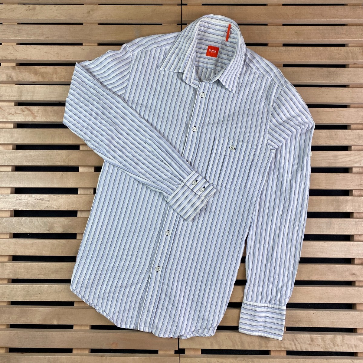 Men's Shirt Long Sleeve Hugo Boss Orange Size M | eBay