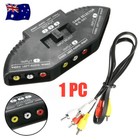 Audio Video AV RCA Switch Box Composite Splitter with 3-RCA Cable Useful 3-Way