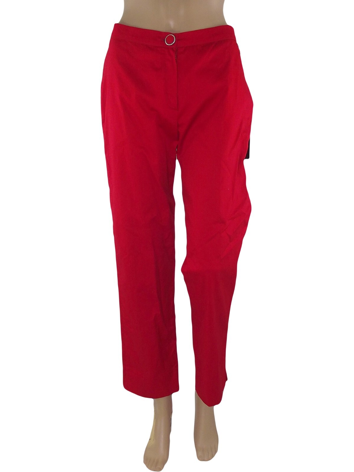 Pantalone donna blu is easy rosso 42 gamba stretta elegante cotone image 3