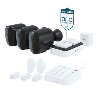 Arlo Pro 4 Wireless 2K Spotlight Security Camera System with Keypad and Sensors
