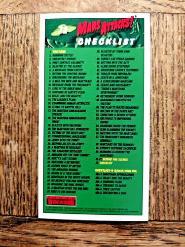 1996 TOPPS MARS ATTACKS "WIDEVISION" 72 MOVIE CARD BASE SET - Picture 4 of 7
