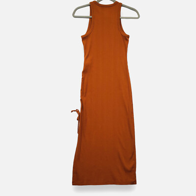Aerie Copper Brown Ruched Ribbed Midi Dress | eBay