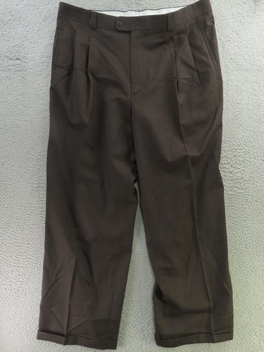 Pantalone Zanella uomo 40x29 marrone lana vestito plissettato con polsini FORO!