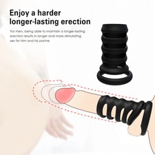 Male Ball-Scrotum-Stretcher-Ring-Sleeve Penis Stretch Enhancer Delay Ejaculation