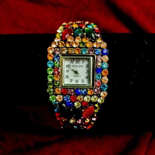 CICI & FAYE WOMEN WATCH MULTI-COLOR STONES BRACELET - Picture 3 of 4