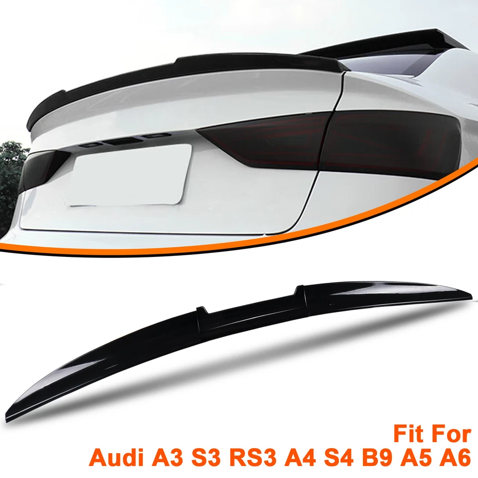 Rear Trunk Spoiler Wing For Audi A3 A4 A5 A6 Sedan Coupe Trimmable Glossy Black - Image 2 of 4