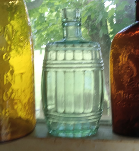 1880s BARREL FIGURAL PINT WHISKEY FLASK WITH HOOPS & STAVES BLANK LABEL PANEL - Picture 6 of 7