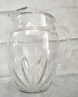 Vintage Federal Glass Ice Lip Star Pitcher Star Burst MCM Clear Large Farmhouse