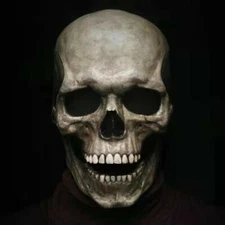 Human Skull Mask Latex Skeleton Head for Halloween Costume Horrific Scary Props