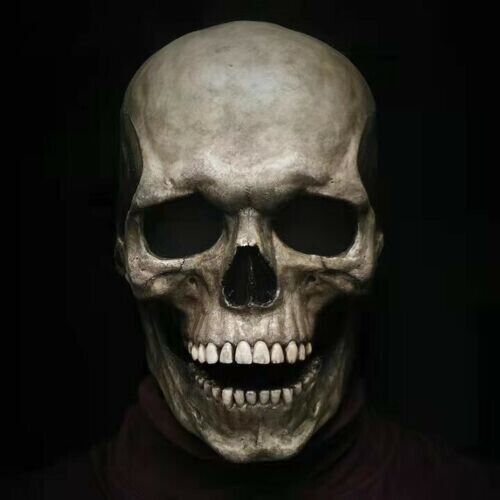 Human Skull Mask Latex Skeleton Head for Halloween Costume Horrific Scary Props - Afbeelding 1 van 5